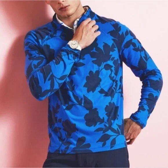 G/FORE Tonal Floral Luxe Quarter Zip Mid Layer Pullover Sweatshirt Small New - Picture 3 of 11